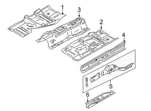 2004 Infiniti G35 Pillars, Rocker & Floor - Floor & Rails Floor Front, Center Diagram for 74310-AC530