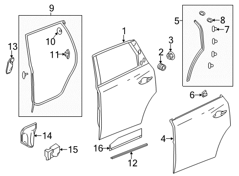 2020 Acura MDX Rear Door Seal, Right Rear Diagram for 72827-TZ5-A01