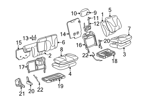 2003 Hummer H2 Second Row Seats Pad, Rear Seat Cushion Diagram for 88940353