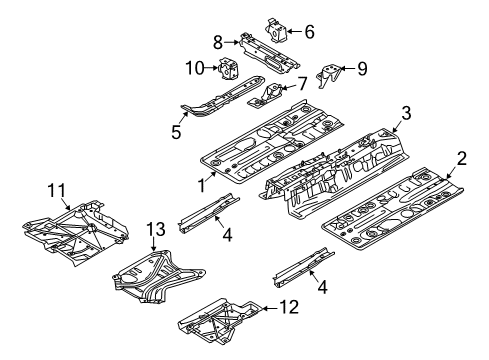 2016 Scion iA Pillars, Rocker & Floor - Floor & Rails Front Floor Pan Diagram for 58111-WB001