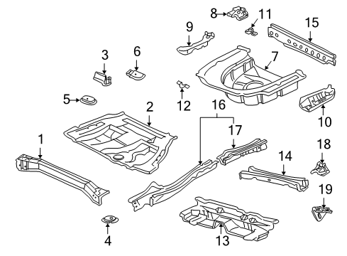 1999 Toyota Camry Rear Body - Floor & Rails Pan, Center Floor Diagram for 58211-33091