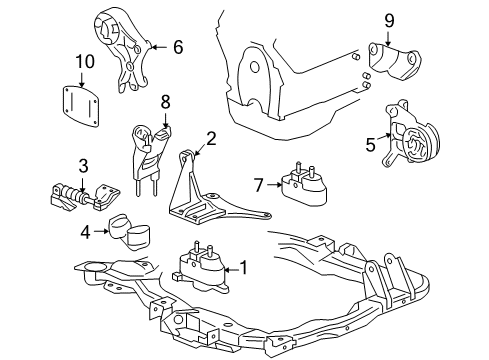 2007 Pontiac G6 Engine Mounting Bracket-Engine Mount Diagram for 15298011