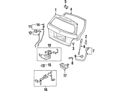 1996 Honda Odyssey Lift Gate Lock Assembly, Tailgate Diagram for 74800-SX0-003