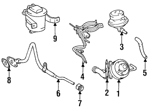 1992 Toyota Previa EGR System EGR Valve Gasket Diagram for 25627-76010