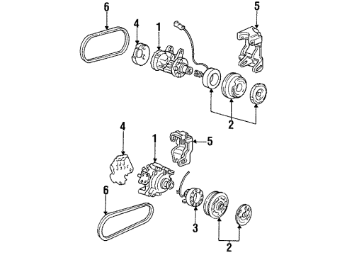 1988 Honda Accord A/C Compressor Belt, Compressor Diagram for 38920-PH4-667