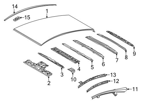 2014 Toyota Prius V Roof & Components, Exterior Trim Roof Rail Diagram for 61203-47021