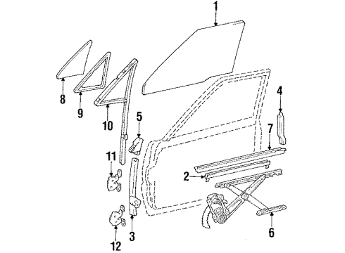 1987 Toyota Pickup Front Door Door Glass Diagram for 68112-89115