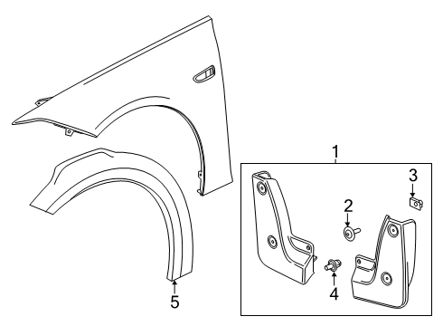 2019 Buick Regal TourX Exterior Trim - Fender Front Splash Guards in Black Diagram for 39077358