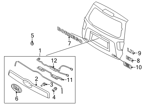 2009 Kia Borrego Exterior Trim - Lift Gate GARNISH-Tail Gate, Up Diagram for 873112J000