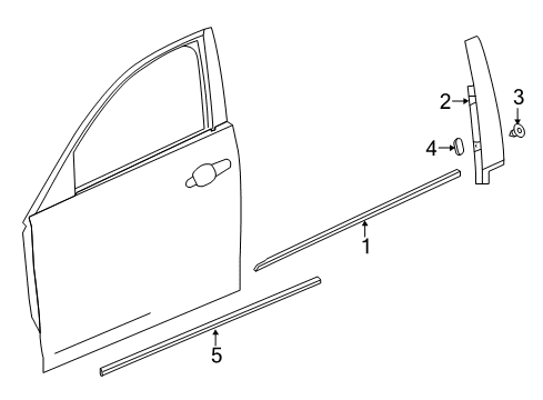 2019 Cadillac CT6 Exterior Trim - Front Door Side Molding Diagram for 23409490