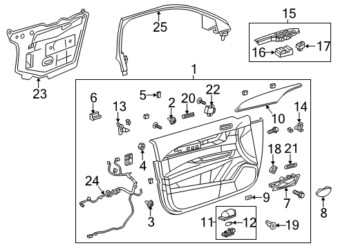2014 Cadillac ATS Interior Trim - Front Door Upper Molding Diagram for 23242706