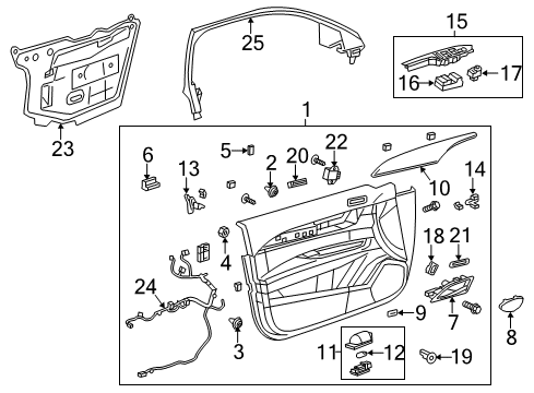 2017 Cadillac ATS Interior Trim - Front Door Applique Diagram for 23358926