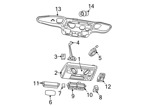 2017 Dodge Grand Caravan Overhead Console Console-Overhead Diagram for 1LX351DAAA