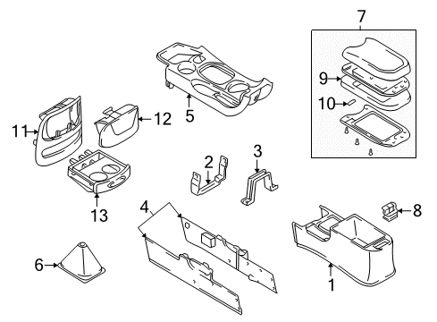 2004 Hyundai Santa Fe Console Drink Holder Diagram for 84640-26200-TI