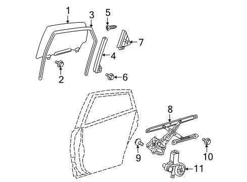 2009 Toyota Prius Rear Door Division Bar Diagram for 67408-47020