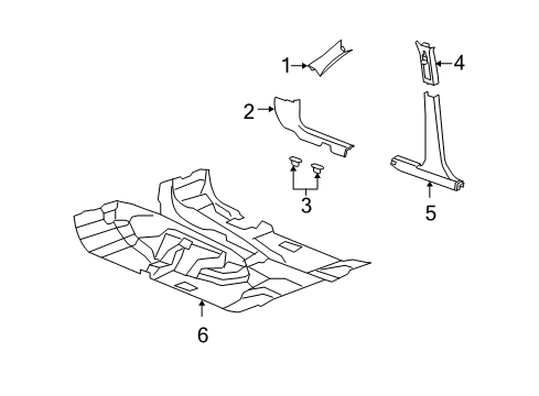 2008 Dodge Nitro Interior Trim - Pillars, Rocker & Floor Molding-A Pillar Diagram for 5KH84DW1AH