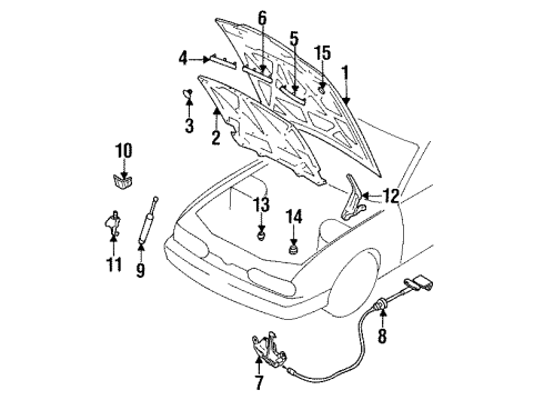 1996 Infiniti Q45 Hood & Components Stay Assy-Hood Diagram for 65470-67U25