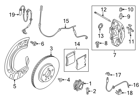 2020 Toyota GR Supra Brake Components Caliper Bolt Diagram for 90118-WA630