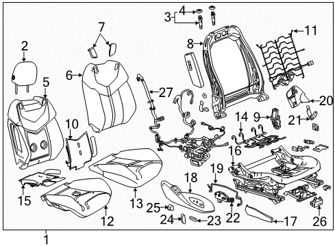 2016 Chevrolet SS Passenger Seat Components Trim Bezel Diagram for 92270624