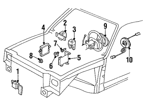 1994 Buick Century Air Bag Components Sensor Asm-Inflator Restraint Front End Sheet Metal Diagram for 16167619