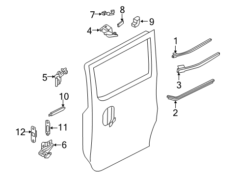 2016 Chevrolet City Express Side Loading Door - Lock & Hardware Roller Bracket Diagram for 19316896