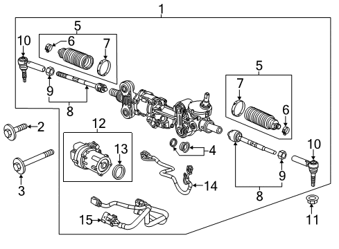 2015 Chevrolet Silverado 1500 Steering Column & Wheel, Steering Gear & Linkage Gear Assembly Diagram for 84774228