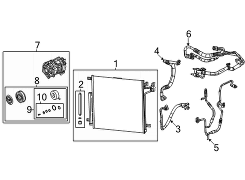 2021 Jeep Grand Cherokee L A/C Condenser, Compressor & Lines AIR CONDITIONING Diagram for 68459835AB