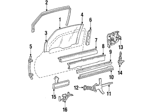 1987 Oldsmobile Toronado Glass - Door Sealing Strip-Front Side Door Bottom Auxiliary Diagram for 3538040