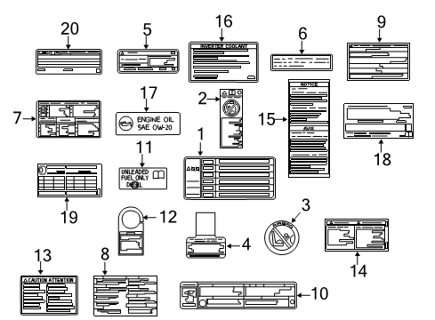 2019 Lexus RX450h Information Labels AC Label Diagram for 88723-07060