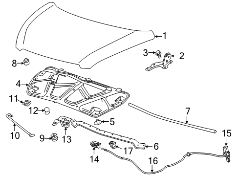 2015 Chevrolet Spark Hood & Components Cable Asm-Hood Primary Latch Release (W/O Handle) Diagram for 94544854