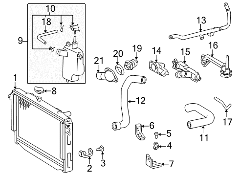 2007 Toyota Land Cruiser Radiator & Components Bracket, Radiator, NO.1 Diagram for 16582-50010