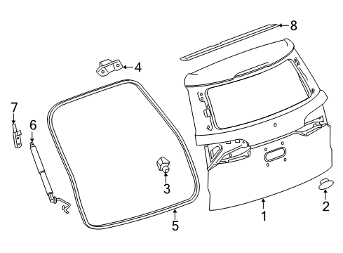 2020 Chevrolet Traverse Lift Gate Lift Cylinder Bracket Diagram for 23166666