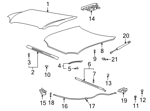 2003 Hyundai XG350 Hood & Components Bumper-Hood Overslam Diagram for 86410-39000