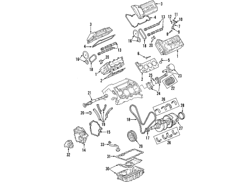 2000 Oldsmobile Intrigue Engine Parts, Mounts, Cylinder Head & Valves, Camshaft & Timing, Oil Pan, Oil Pump, Balance Shafts, Crankshaft & Bearings, Pistons, Rings & Bearings Exhaust Manifold Assembly Diagram for 12563755