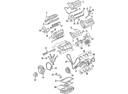 2000 Oldsmobile Intrigue Engine Parts, Mounts, Cylinder Head & Valves, Camshaft & Timing, Oil Pan, Oil Pump, Balance Shafts, Crankshaft & Bearings, Pistons, Rings & Bearings Guide-Timing Chain Diagram for 12553367