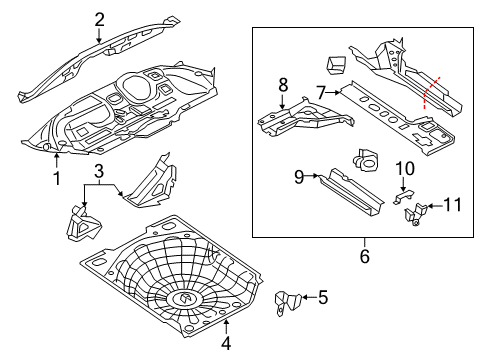 2016 Dodge Dart Rear Body - Floor & Rails Pan-Rear Floor Diagram for 68164837AA