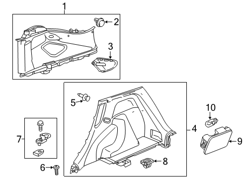 2020 Honda Fit Interior Trim - Quarter Panels Cap, R. Quarter Pillar *NH882L* (PLATINUM GRAY) Diagram for 84132-T5R-A01ZA