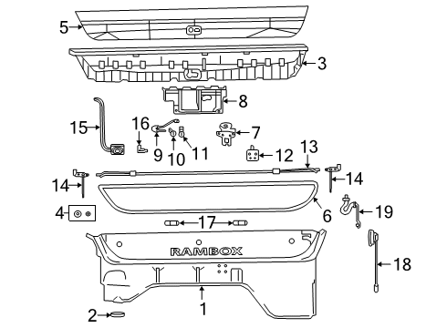 2020 Ram 1500 Storage Compartment Cylinder-Ram Box Lock Assembly Diagram for 68402267AB