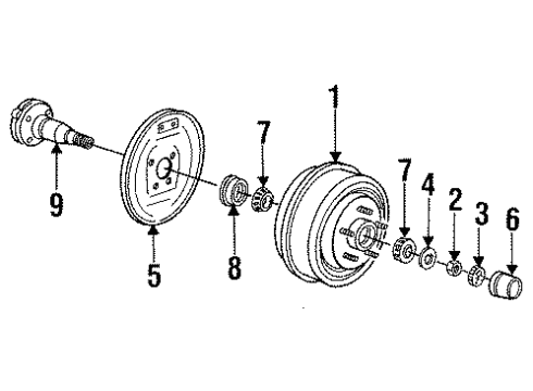 1991 Plymouth Voyager Rear Brakes Cylinder Rear Wheel Brake Comp Diagram for 4423922