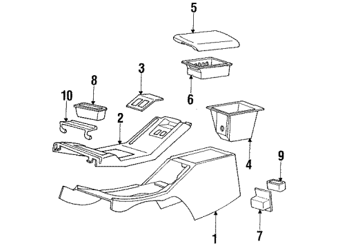 1989 Ford Thunderbird Center Console Hinge Diagram for E9SZ6306050A
