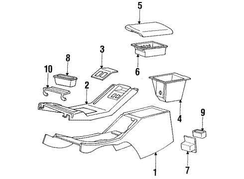 1989 Ford Thunderbird Center Console Ashtray Door Diagram for E9SZ6304786A