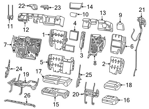 2020 Jeep Wrangler Rear Seat Components HEADREST-Rear Diagram for 6AA74TX7AD