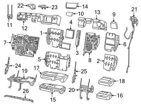 2020 Jeep Wrangler Rear Seat Components Rear Seat Armrest Diagram for 6EQ92TX7AE