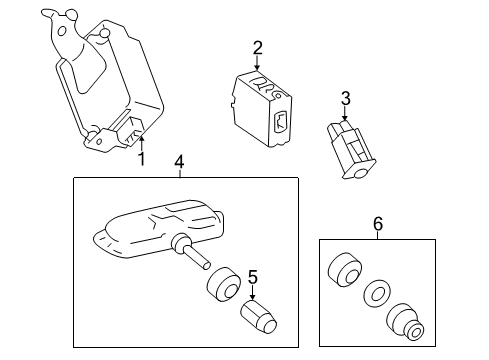 2016 Lexus CT200h Tire Pressure Monitoring Receiver Assembly, Tire Diagram for 89760-76010