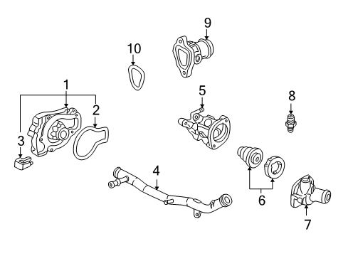2002 Honda Accord Senders Rubber, Water Pump Seal Diagram for 19223-PT0-000