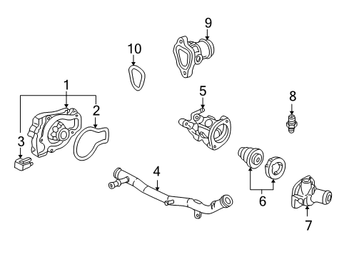 2002 Honda Accord Senders Cover Set, Water Diagram for 19360-PAA-505