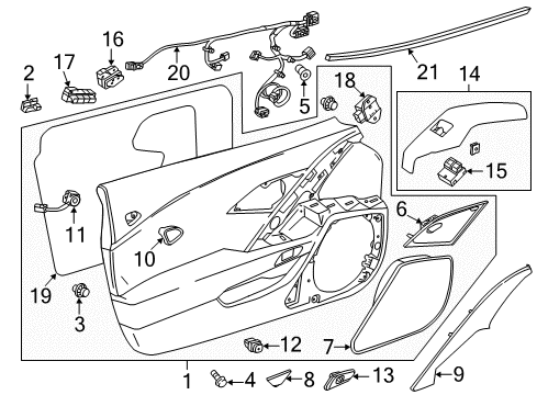 2019 Chevrolet Corvette Interior Trim - Door Applique Panel Diagram for 84318330