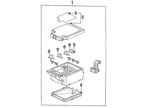 1996 Honda Civic del Sol Electrical Components Box Assembly, Main Fuse Diagram for 38250-SR2-A11