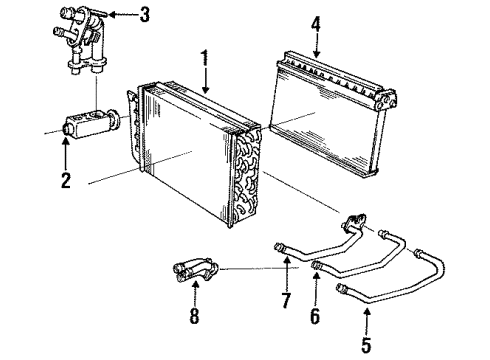 1999 BMW 328is Heater Core & Control Valve Set Pipe Diagram for 64110006470