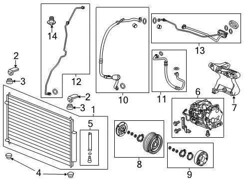 2014 Acura RLX Air Conditioner Compressor Diagram for 38810-R9P-A01